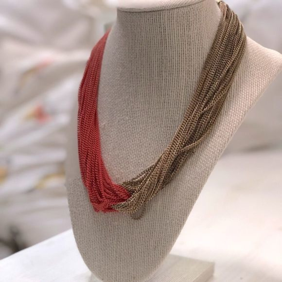 Francesca's Collections Jewelry - Francesca’s gold and orange metallic twisted chain necklace